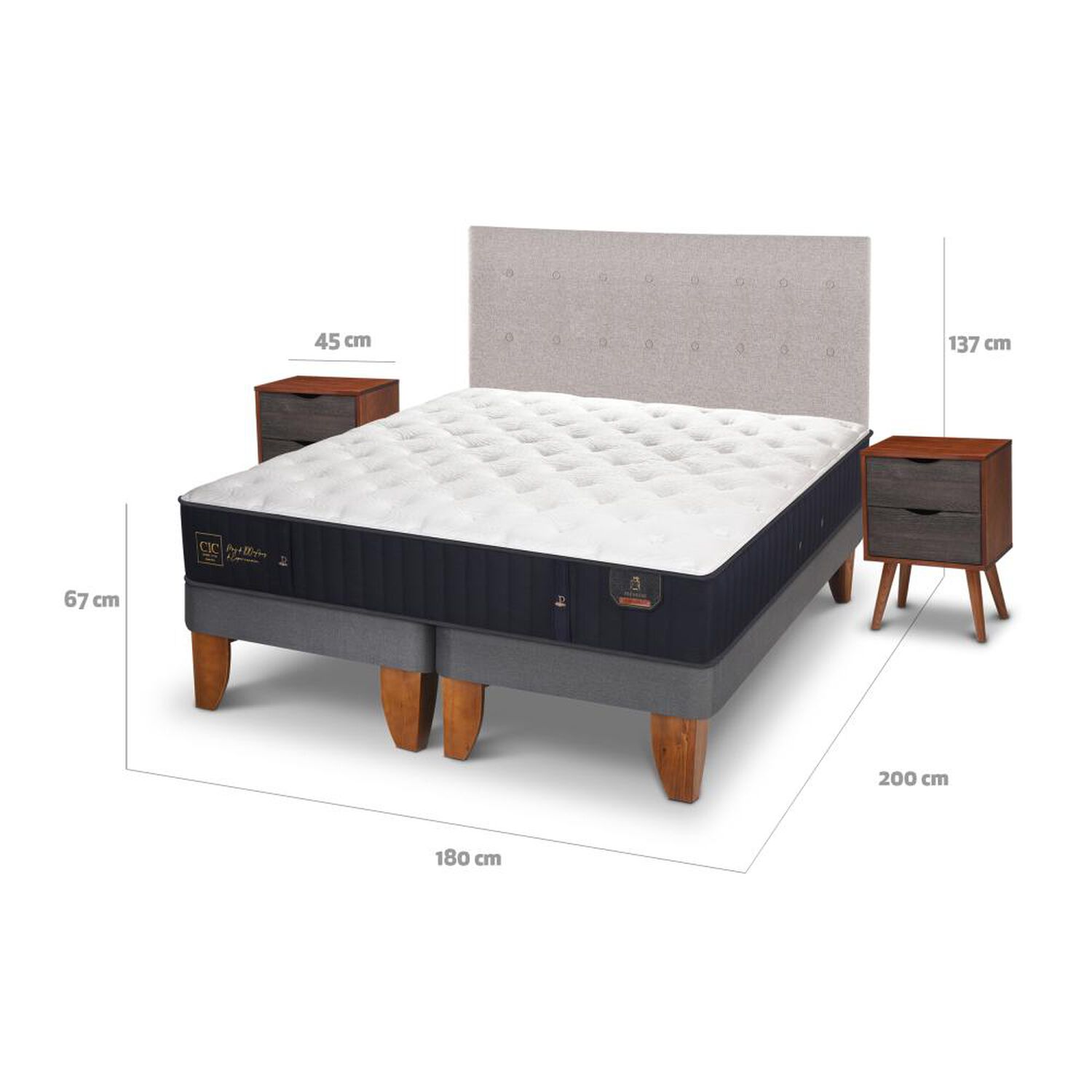 Cama Europea Cic Premium / King / Base Dividida + Set De Maderas image number 4.0