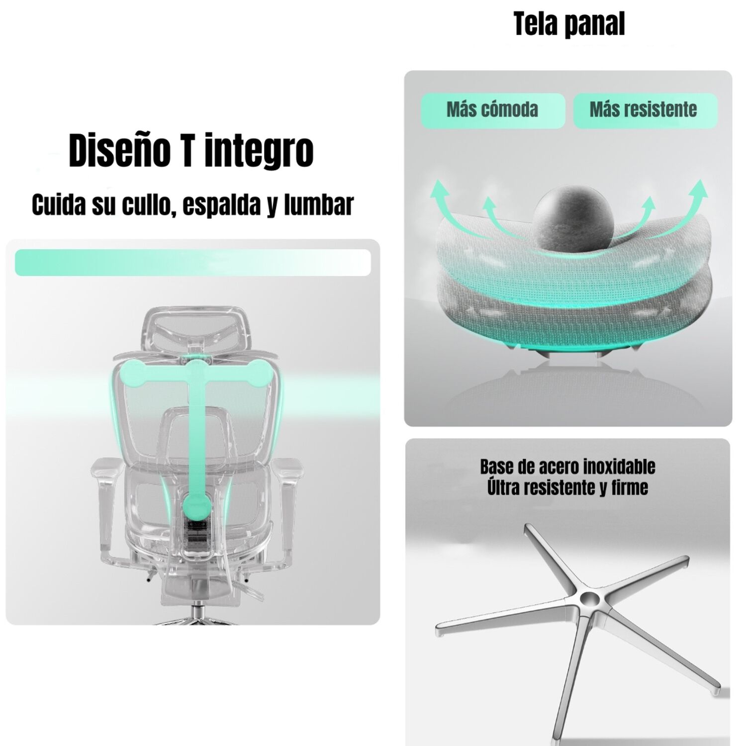 Silla De Escritorio Reclinable E14 Gris By Lubabycas image number 5.0