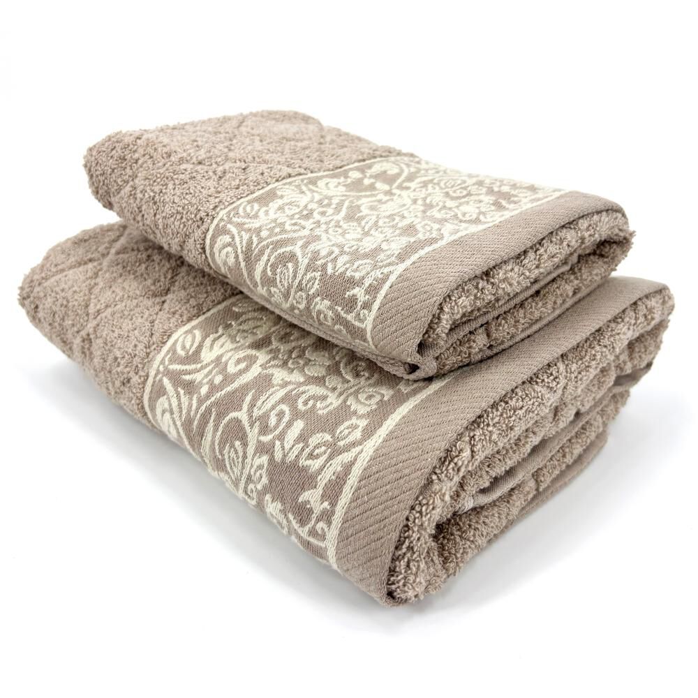 Juego Toalla Andes 2 Piezas Flores Beige image number 2.0
