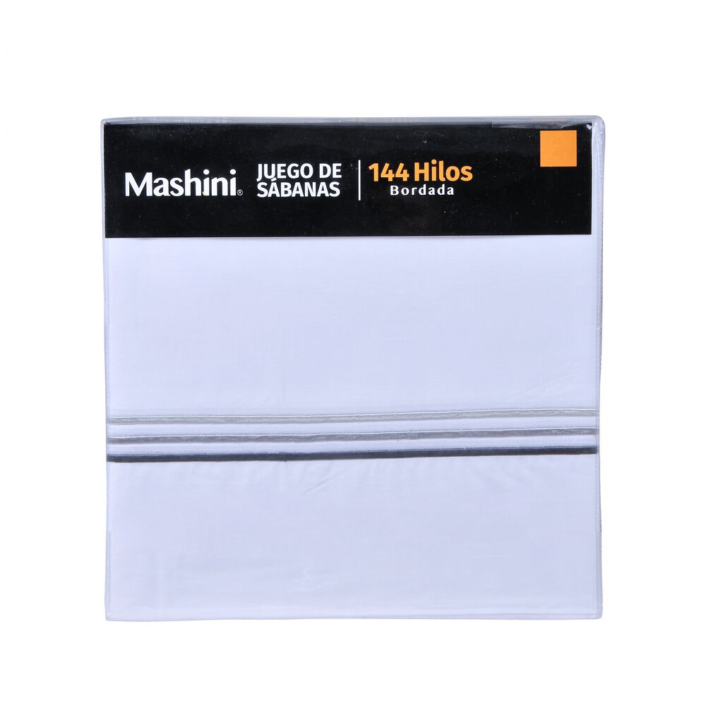 Sabana Bordada 144 Hilos Mashini 1.5 P Line Gris image number 2.0