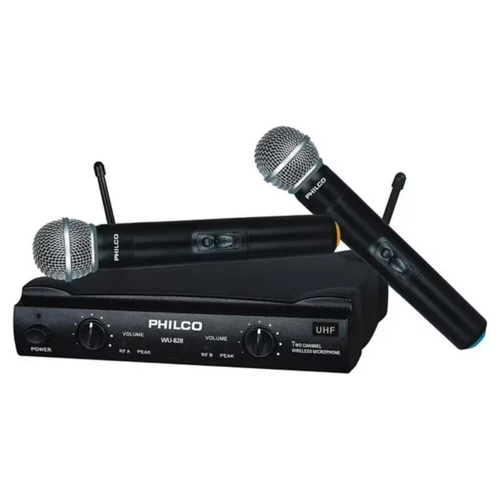 Pack 2 Microfonos Inalambricos Uhf 2 Canales Wu828 image number 0.0