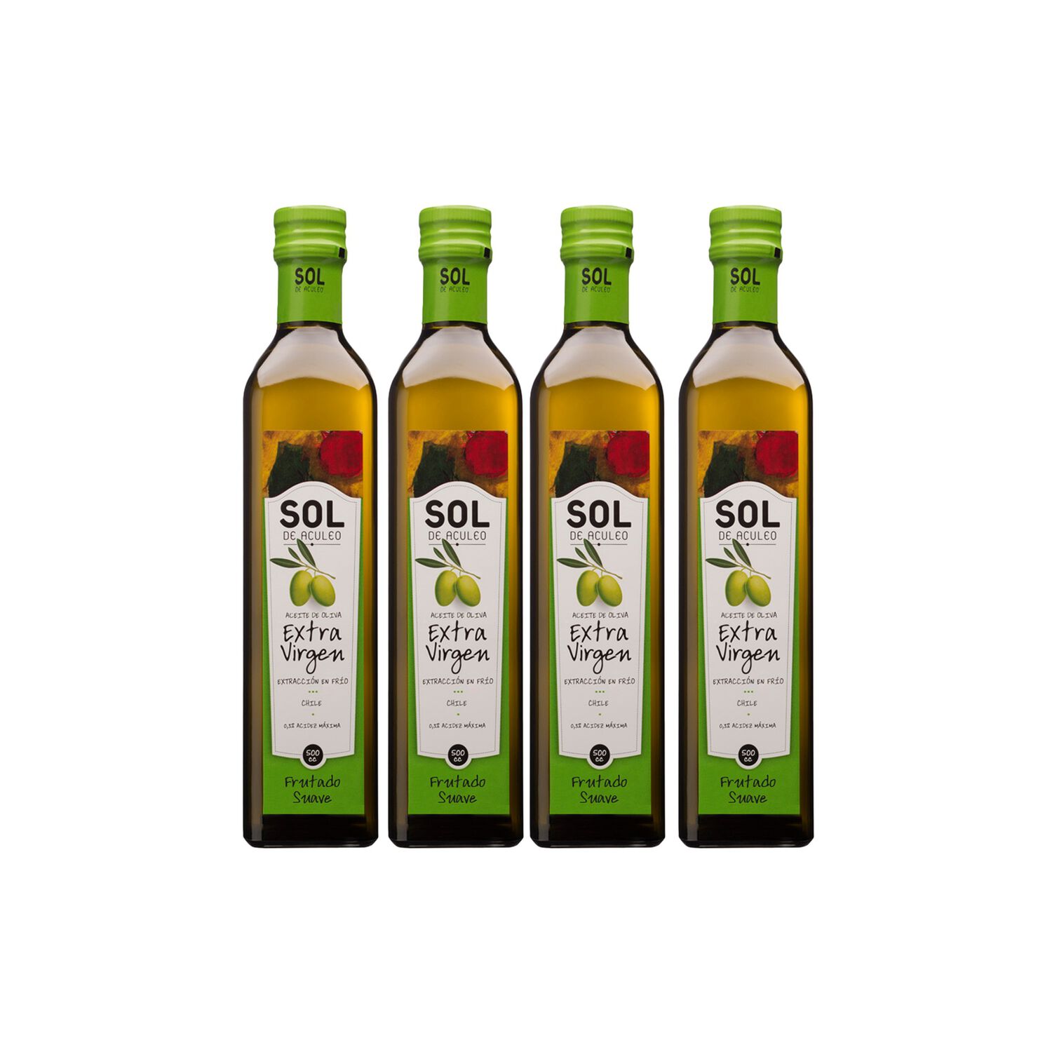 Aceite Oliva Extra Virgen Sol De Aculeo Frutado Suave 4 X 500 Ml image number 0.0