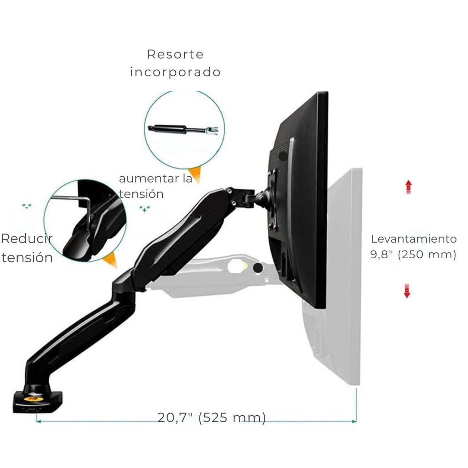 Soporte Brazo Para Tv/monitor Vertical De Escritorio 17" 32" image number 2.0