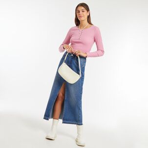 Falda Denim Tiro Medio Midi Mujer Freedom