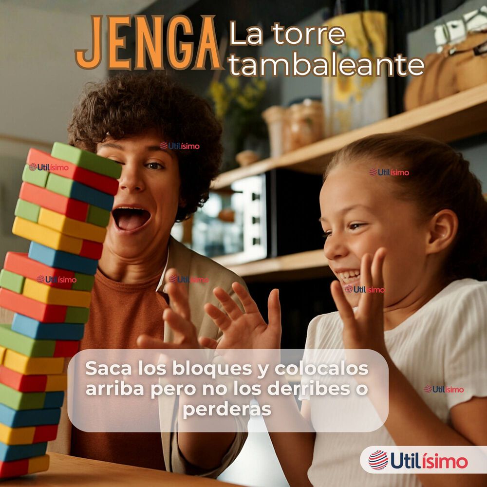 Jenga Juego De Mesa 48 Piezas Multicolor Madera Original image number 6.0