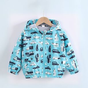 Cortaviento Impermeable Chaqueta Estampado Ni&ntilde;o Y Beb&eacute; Turquoise Cars