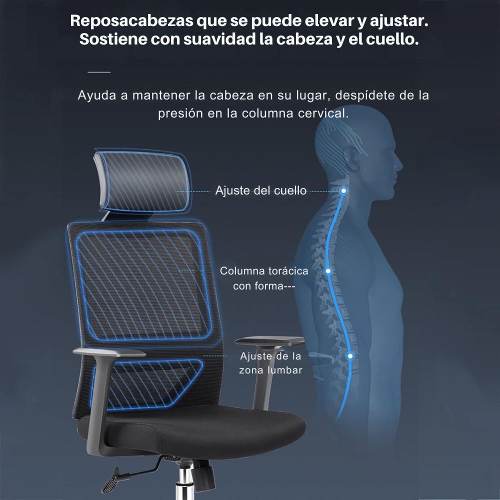 Silla De Escritorio Con Regulación De Reposabrazos Y Cabecero image number 5.0