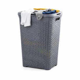 Cesto Canasto Para Ropa 60 Litros Marca Mp Color Plomo