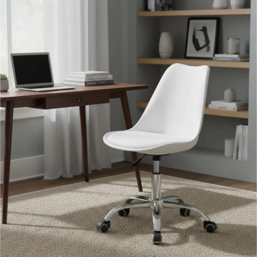 Silla De Escritorio Tulip Acolchada Blanca image number 0.0