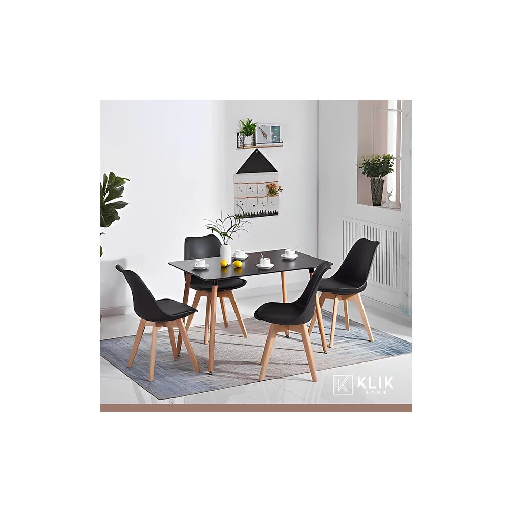 Comedor Mesa Rectangular Negra + 4 Sillas Tulip Negras image number 7.0