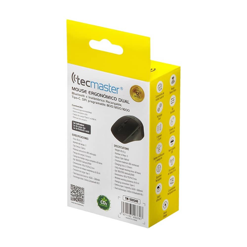 Mouse Ergon&oacute;mico Dual Bluetooth E Inal&aacute;mbrico Recargable image number 4.0