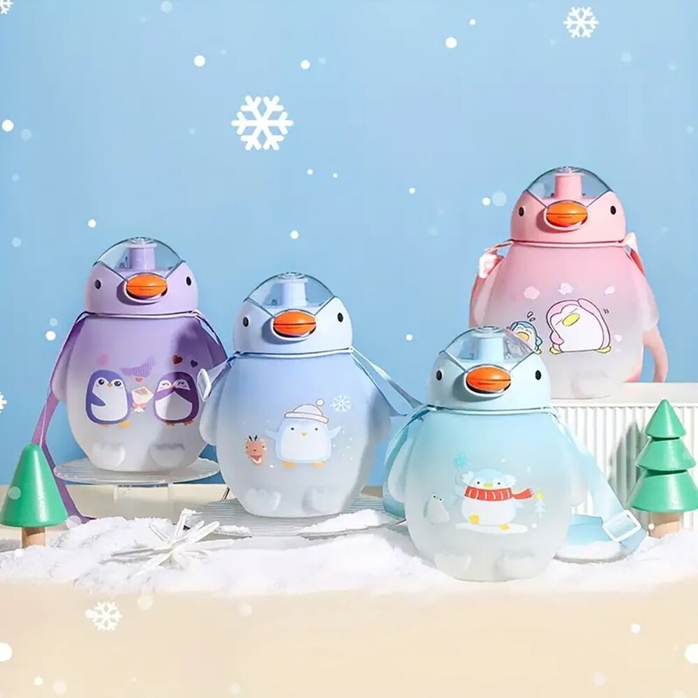 Botella Agua Kawaii 1500ml Morado Con Correa Y Stickers image number 2.0