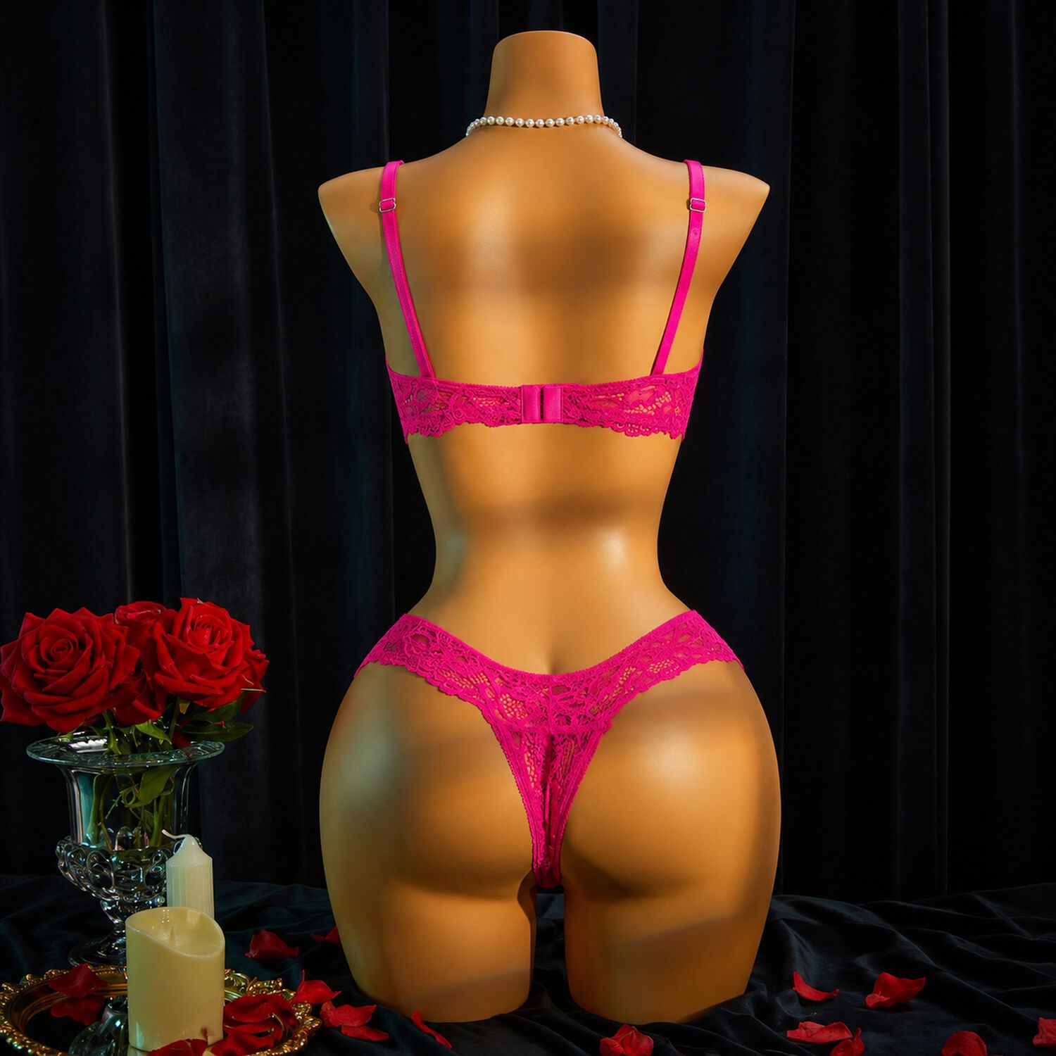 Lencer&iacute;a Ropa Interior Sexy Con Encaje De Contraste Aros 2pz image number 8.0