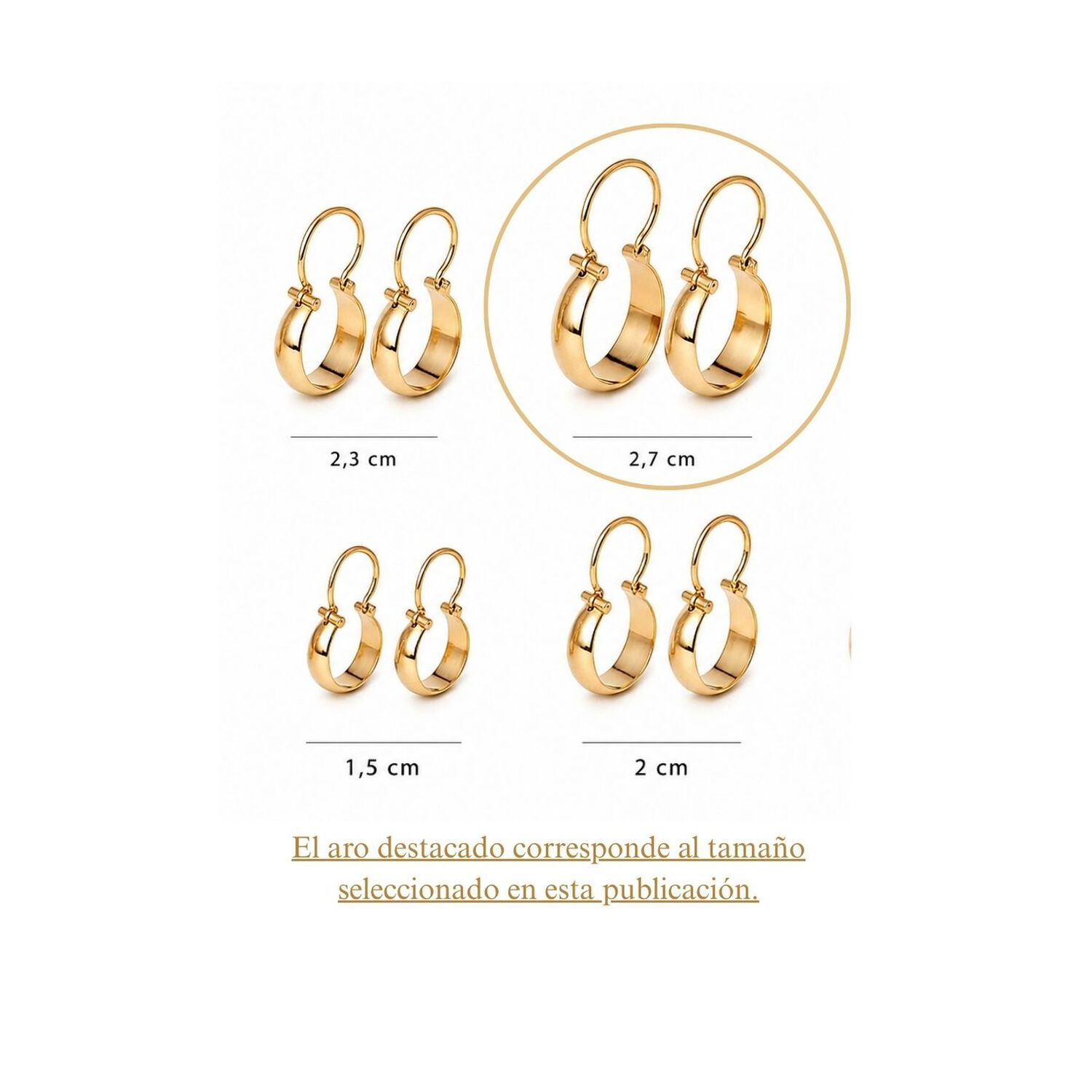 Aros Argolla Bote 2,7cm Largo N4 Oro 18k 3.10gr Mujer Regalo Dorado image number 6.0