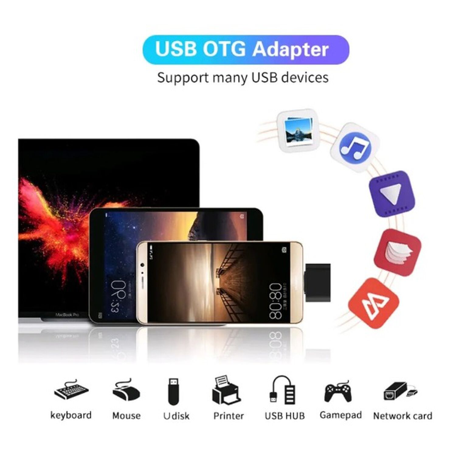 Adaptador Micro Usb A Usb 2.0 Convertidor V8 Macho A Usb Normal Hembra Para Celular, Notebook image number 2.0