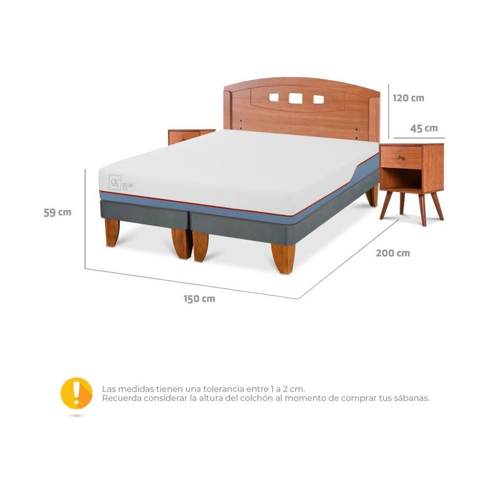 Cama Europea Cic Excellence Plus / 2 Plazas / Base Dividida + Set De Maderas image number 2.0