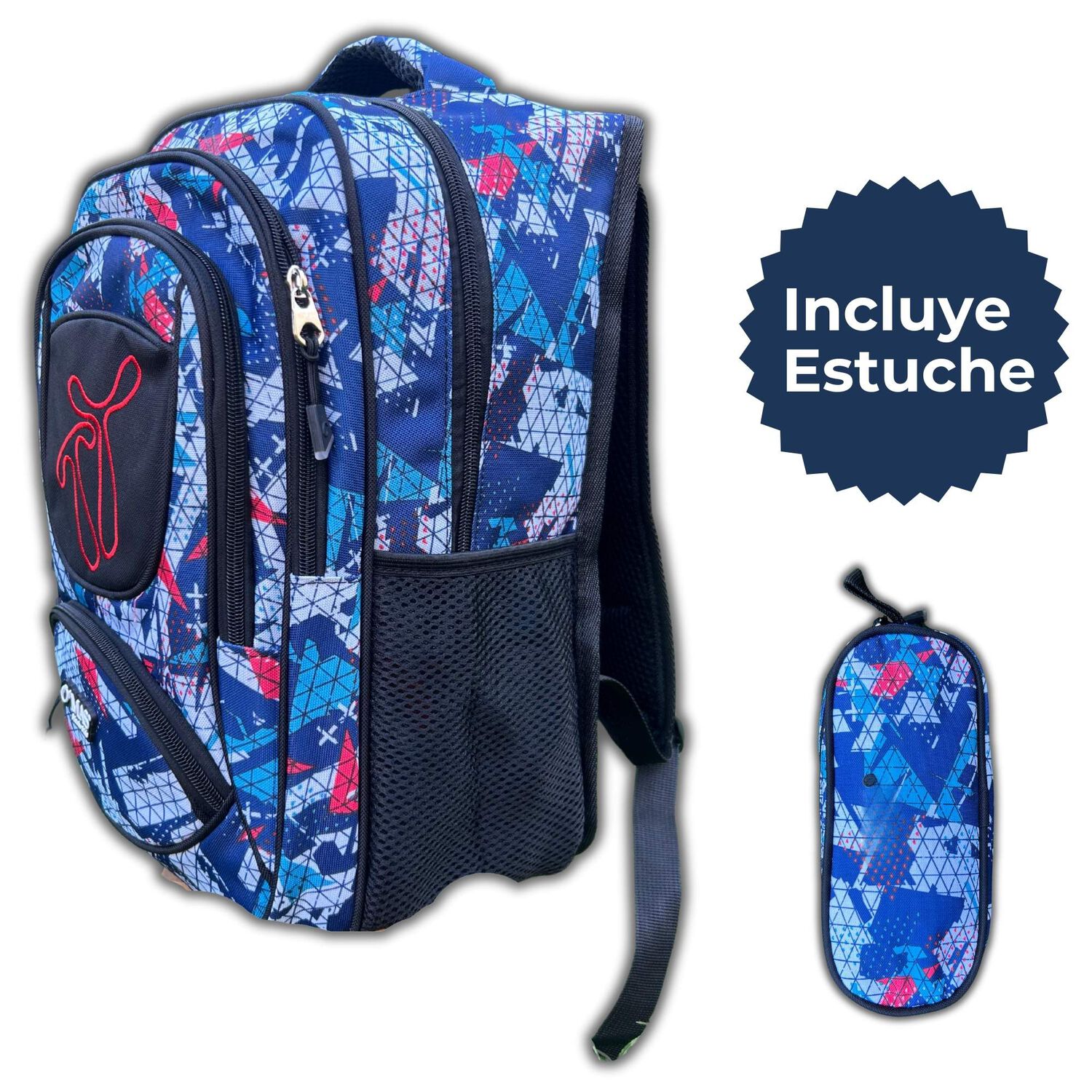 Mochila Escolar Con Estuche 43cm Dise&ntilde;o Estampado Surtido Blue image number 1.0