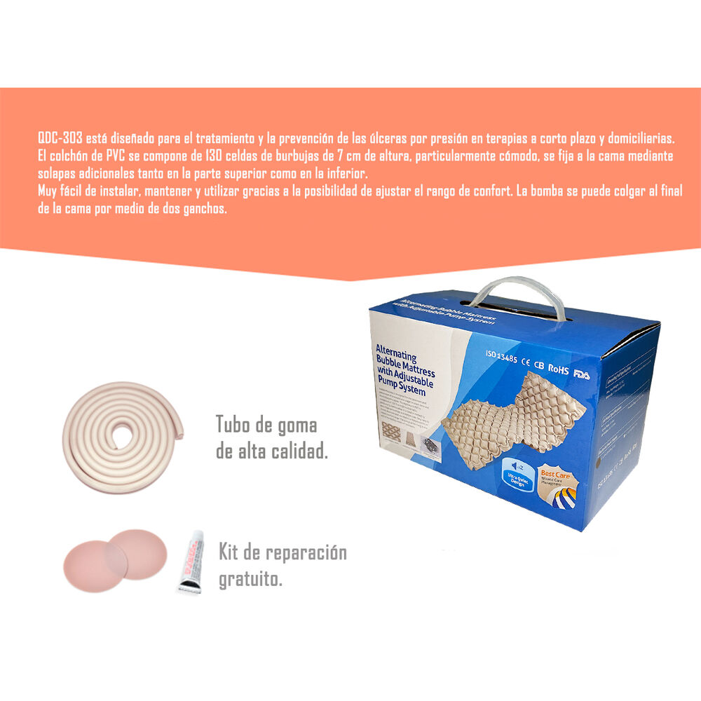 Colch&oacute;n Antiescaras Con Motor 1 Plaza + Kit De Reparaci&oacute;n image number 2.0