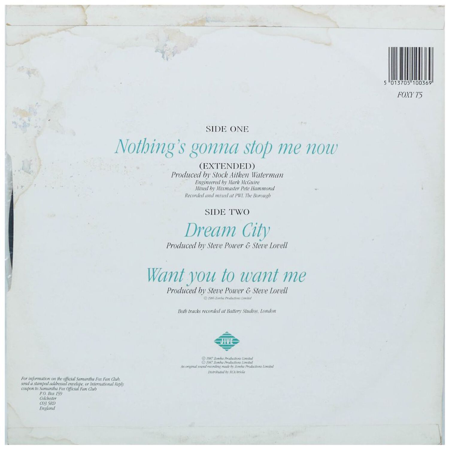 Samantha Fox - Nothing's Gonna Stop Me Now | 12" Maxi Single Usado image number 1.0