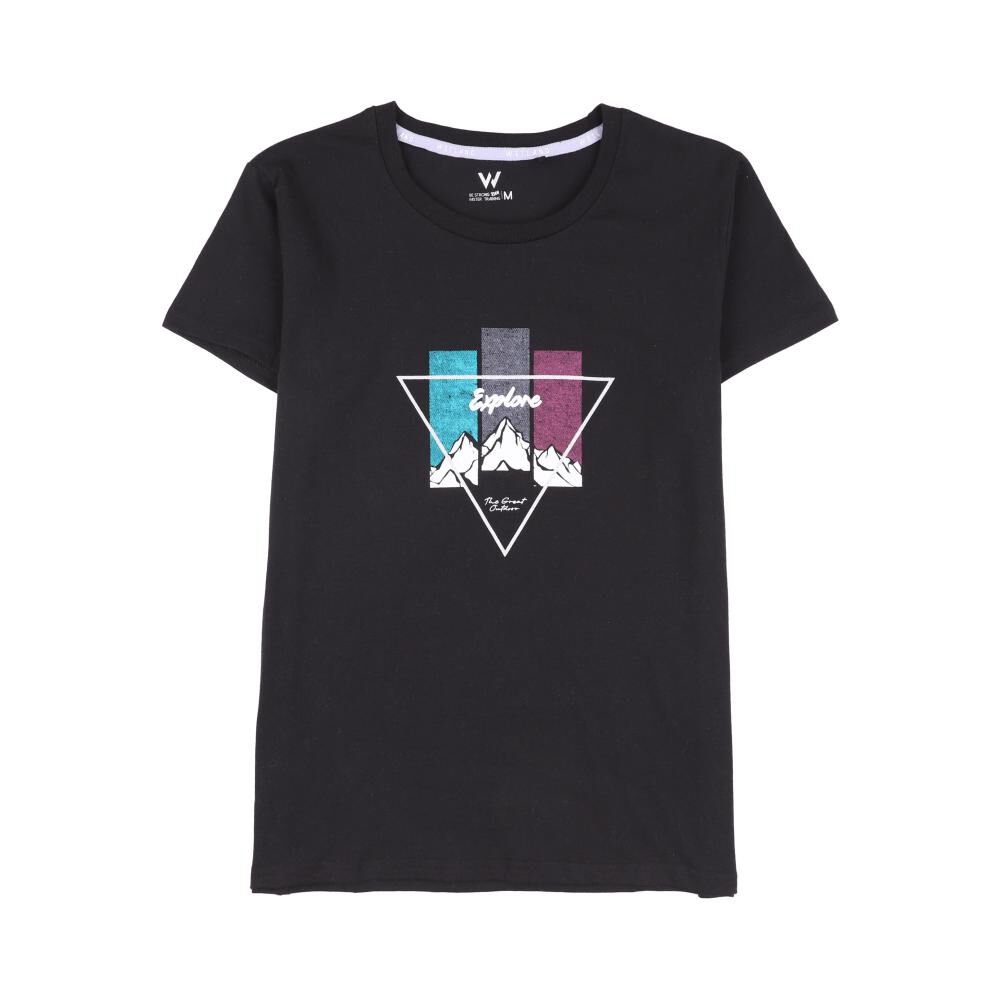 Polera Deportiva Manga Corta Estampado Mujer Wetland image number 0.0