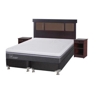 Box Spring Cic Ortopedic / 2 Plazas / Base Dividida + Set De Maderas