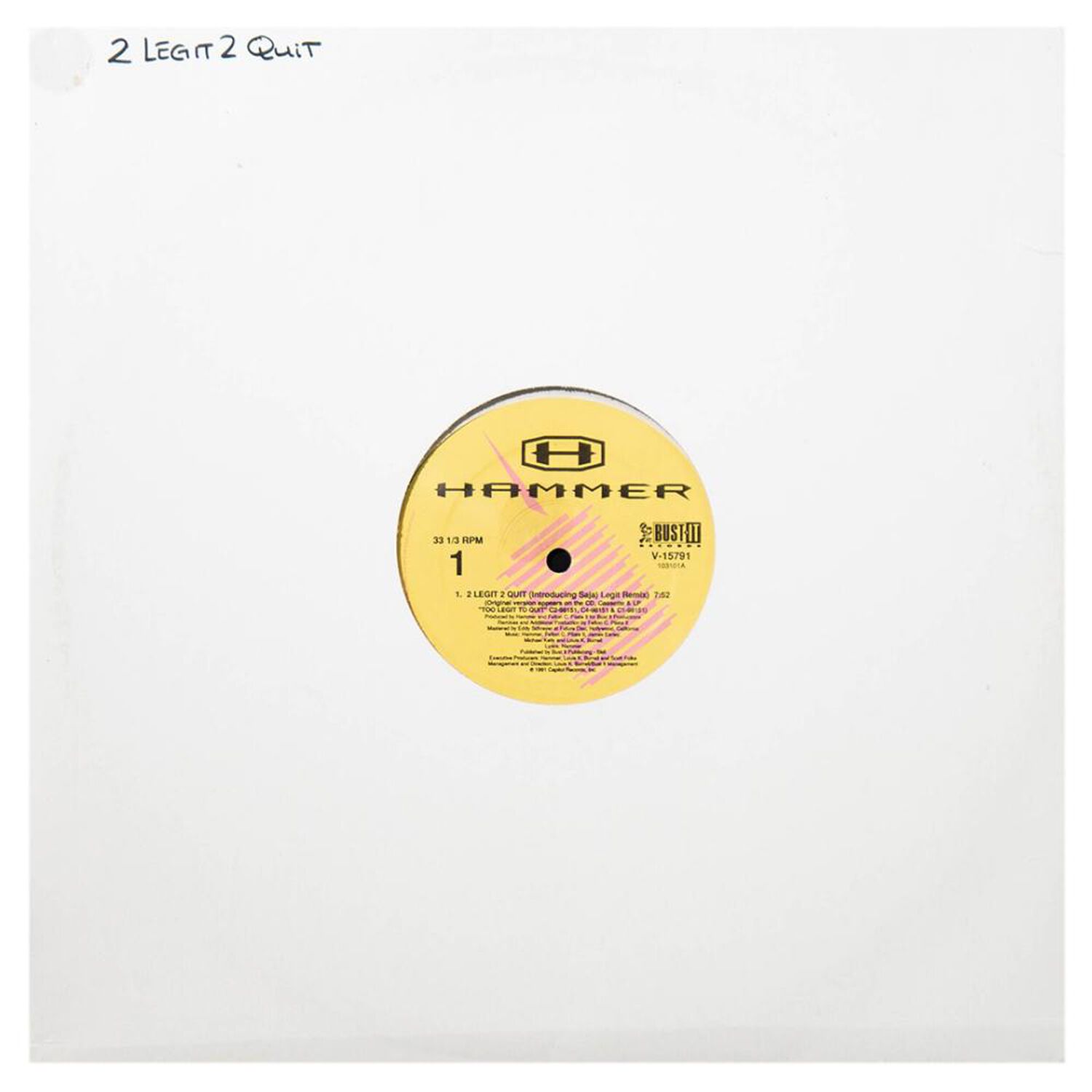 Hammer - 2 Legit 2 Quit | 12" Maxi Single Usado image number 0.0