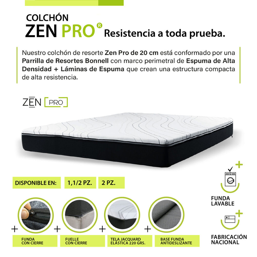 Colchon Zen Pro 2 Plazas Resortes image number 2.0