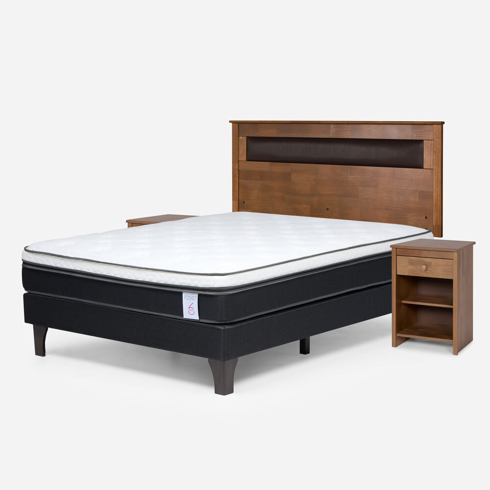 Cama Europea Rosen New Style 6 / 2 Plazas / Base Normal + Set De Maderas Ferrara image number 1.0