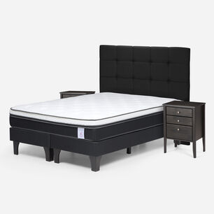 Cama Europea Rosen New Style 6 / 2 Plazas / Base Dividida + Set De Maderas Issey Grafito