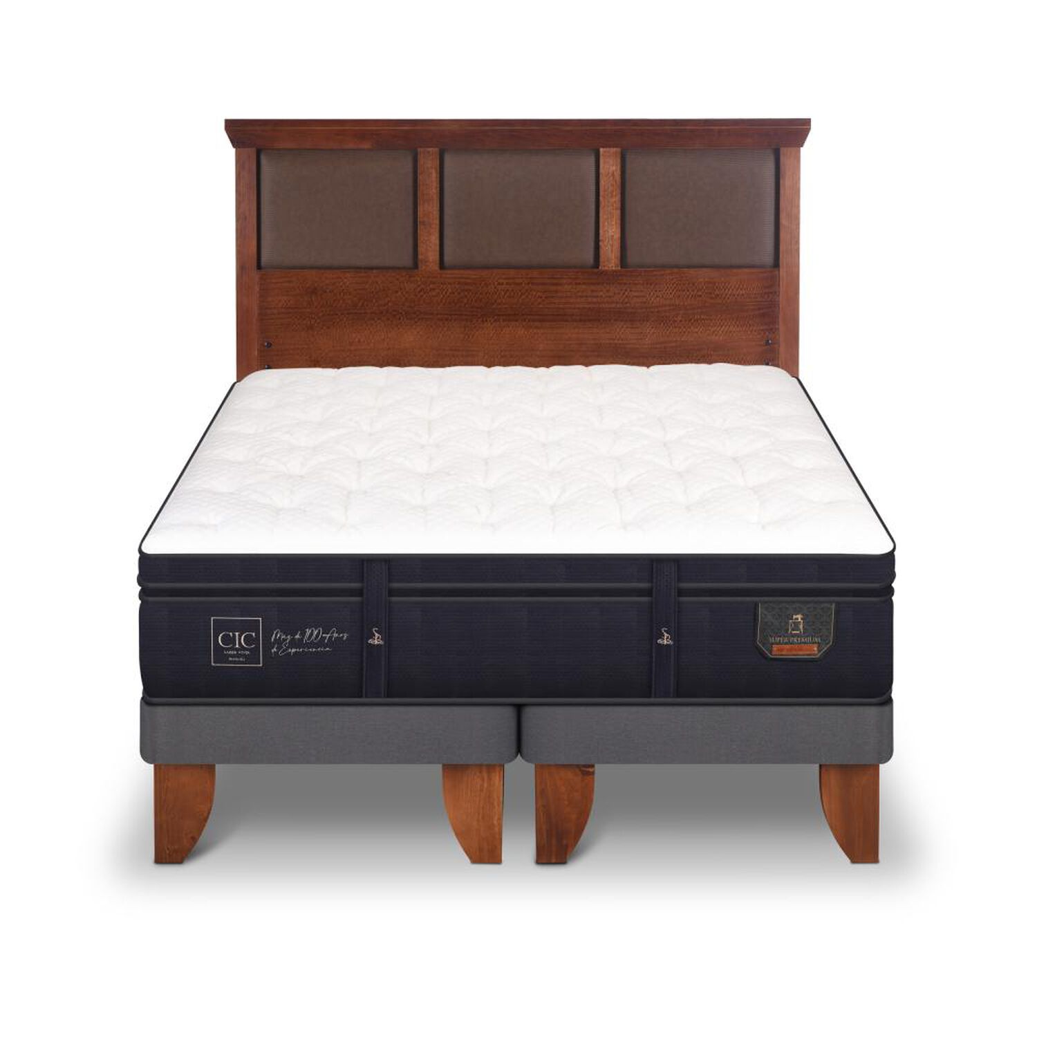 Cama Europea Cic Super Premium / 2 Plazas / Base Dividida + Respaldo image number 0.0