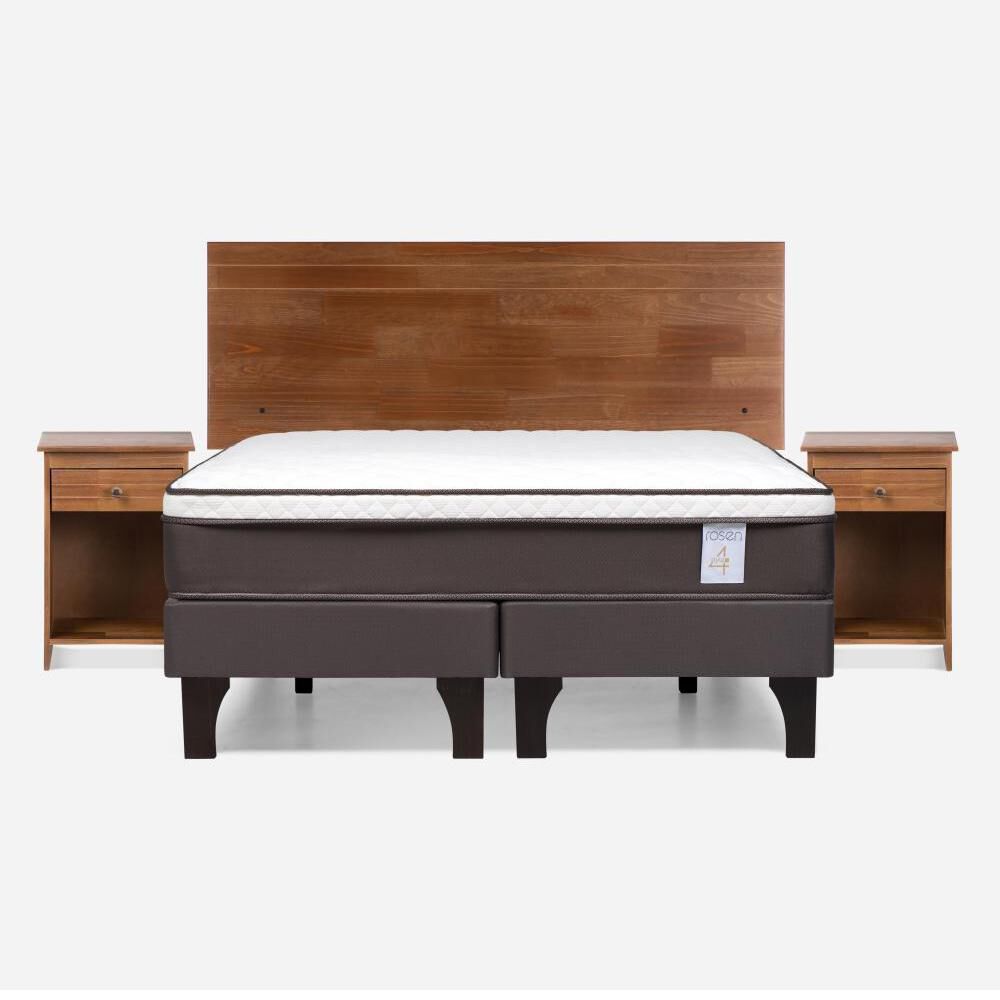 Cama Europea Rosen New Style 4 Plus / 2 Plazas / Base Dividida + Set De Maderas Tabor Caramelo image number 0.0