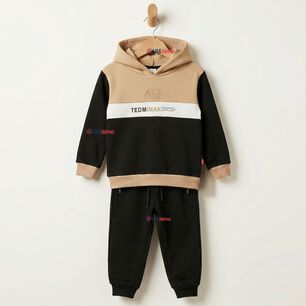 Conjunto 2 Piezas Buzo Pantal&oacute;n Y Poler&oacute;n Con Capucha Negro Ni&ntilde;o