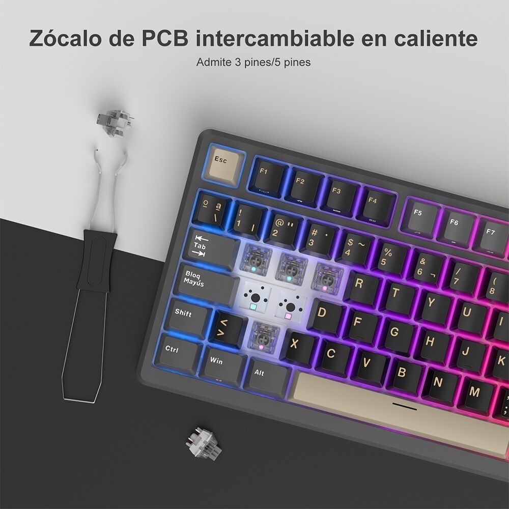 Teclado Mecánico Inalámbrico Rkm75 Phantom 75% Español image number 4.0