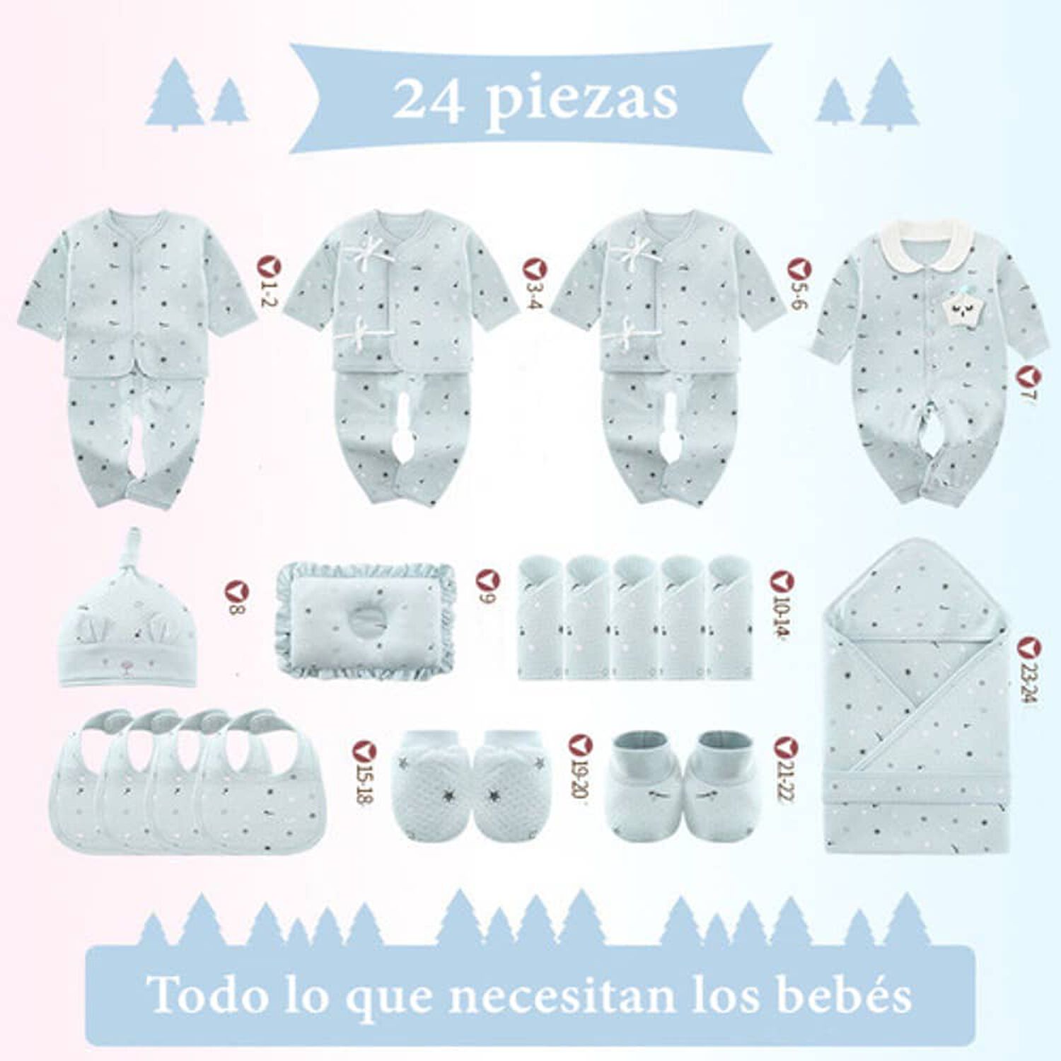 Pack Ajuar Beb&eacute; Ropa Algod&oacute;n 24 Piezas Amarillo Lubabycas image number 1.0