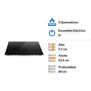 Encimera Vitrocer&aacute;mica Midea Mc-6t46d1r297 3 Quemadores