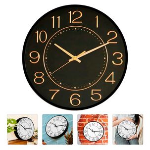 Reloj De Pared Dormitorio Sala Negro Y Dorado