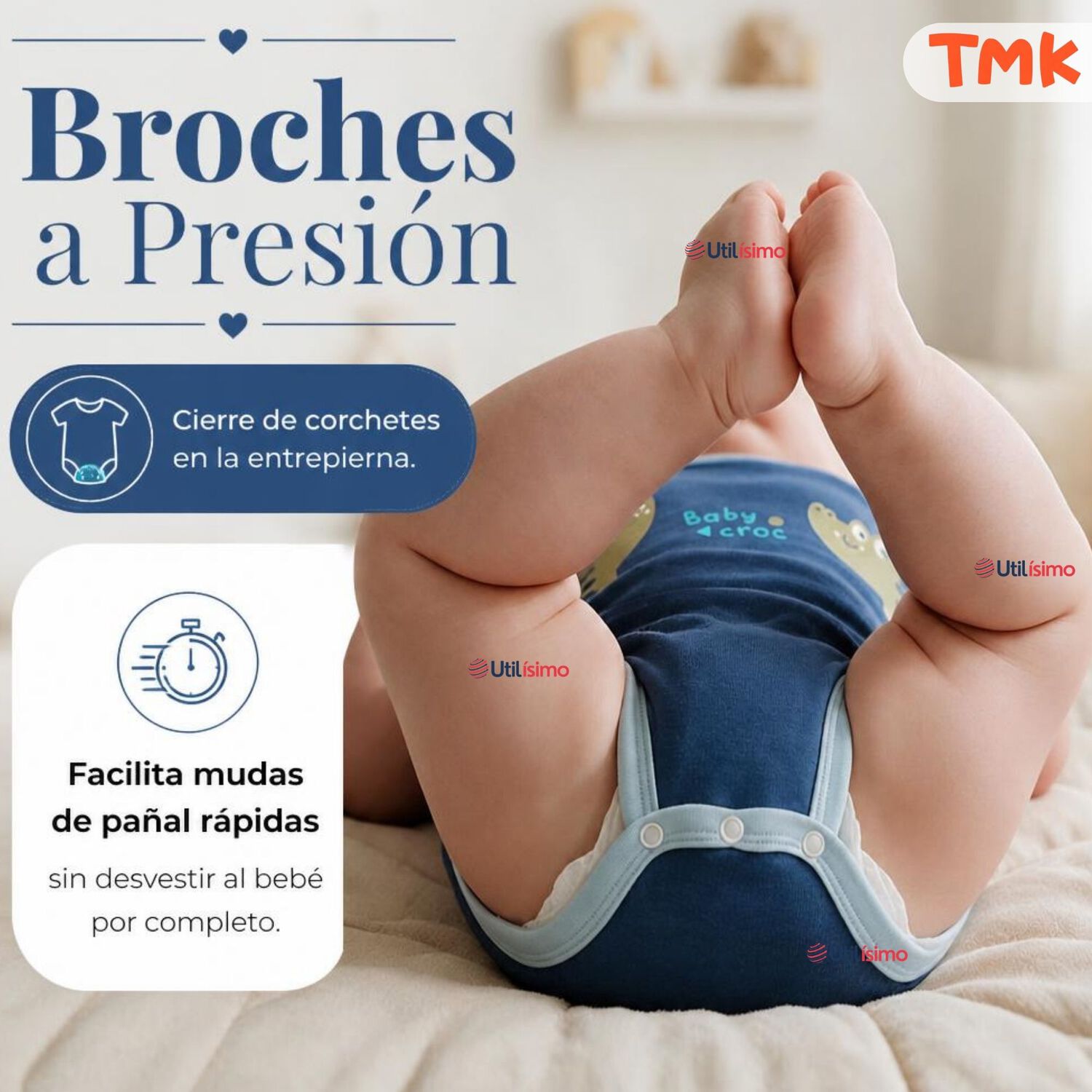 Pack 5 Bodys Manga Corta 100% Algod&oacute;n Tedmimak Ni&ntilde;o Blue Croc Jungle image number 5.0