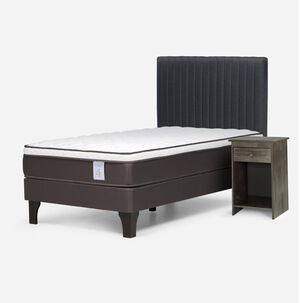 Cama Europea Rosen New Style 4 Plus / 1.5 Plazas / Base Normal + Set De Maderas Lucio