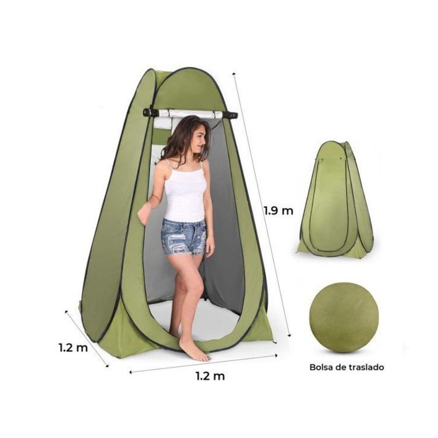Carpa De Privacidad Pop Up Camping Ducha Vestidor Portatil Verde 120x190cm image number 1.0
