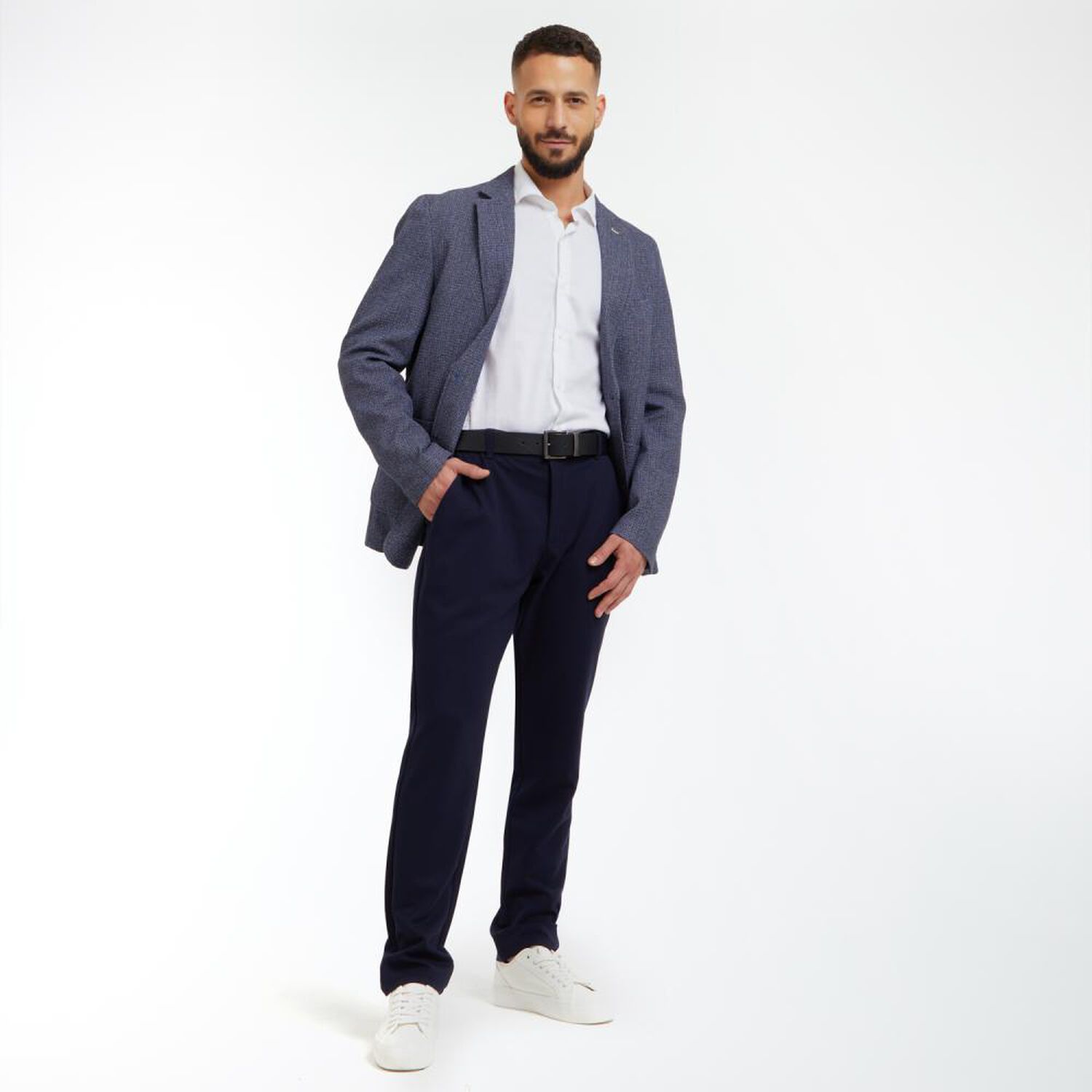 Pantal&oacute;n De Vestir Tiro Medio Slim Fit Hombre Az Black image number 1.0