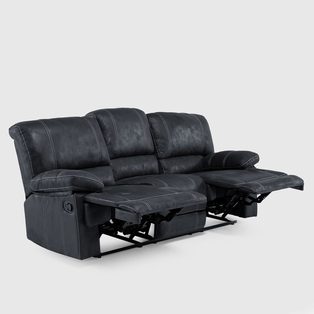 Sof&aacute; 3 Cuerpos Reclinable Cuero Viejo Gris Cl&aacute;sico Castle 98023sr4gr image number 3.0