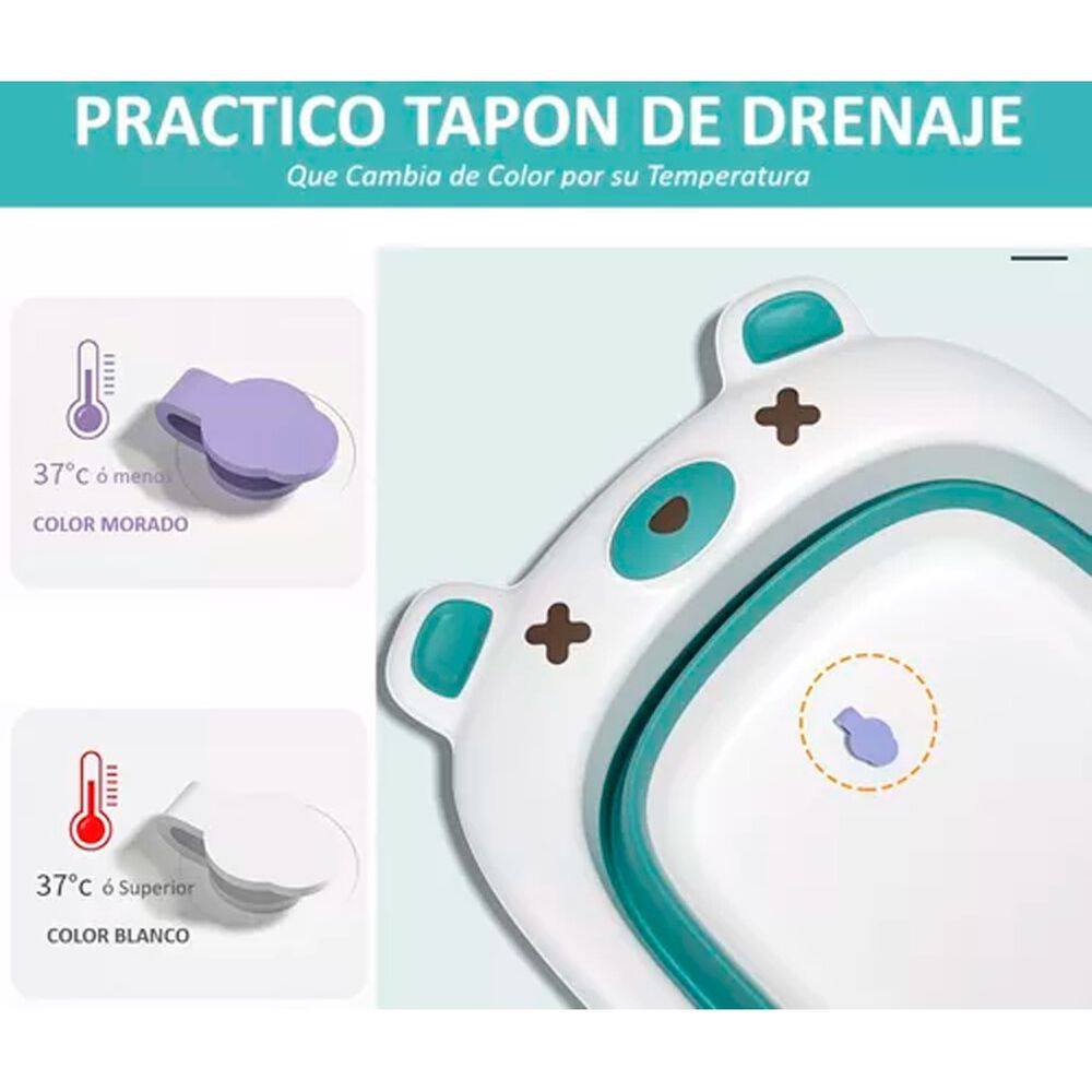 Tina Bebe Ba&ntilde;era Plegable Dise&ntilde;o De Oso Con Term&oacute;metro image number 4.0