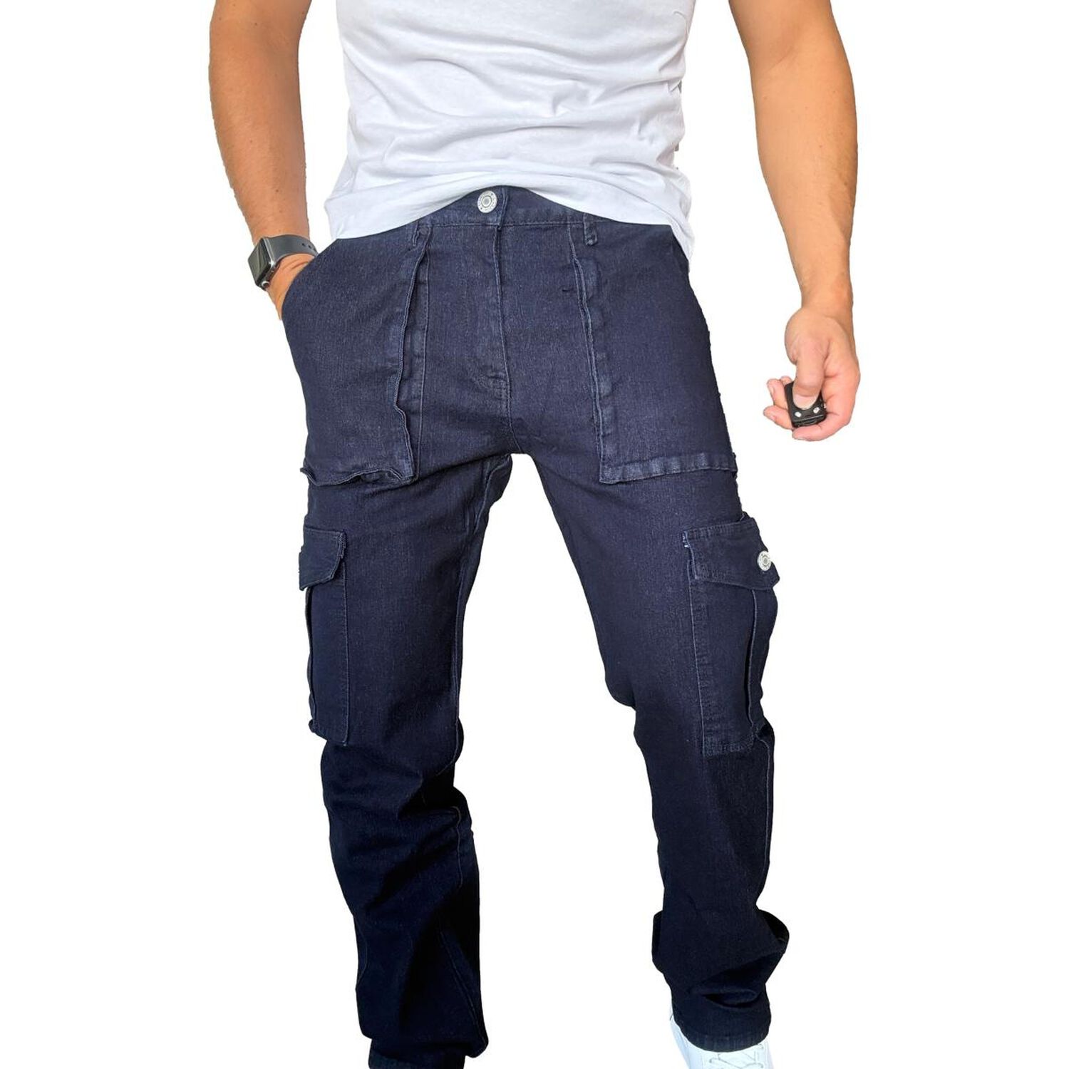 Jeans Cargo Elasticado Straight Fit Recto image number 3.0