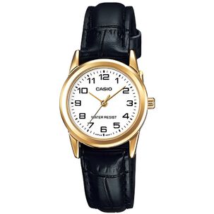 Reloj Casio De Mujer Cuero Negro Ltp-v001gl-7budf Classic