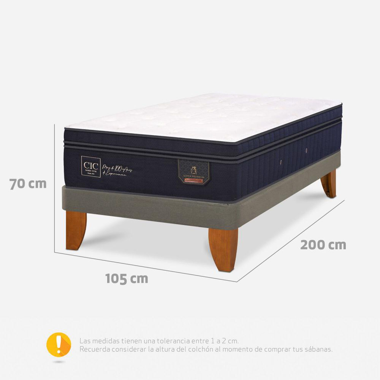 Cama Europea Cic Super Premium / 1.5 Plazas / Base Normal image number 2.0