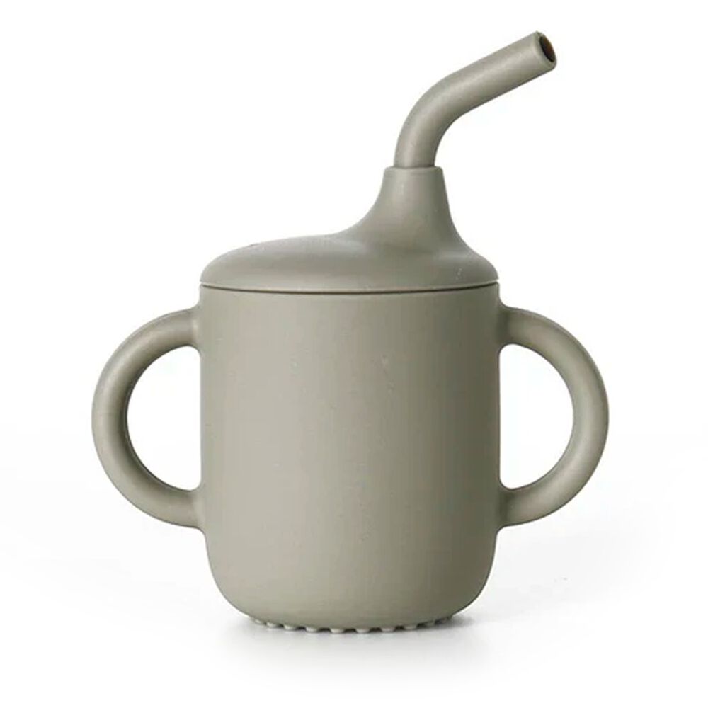 Vaso De Silicona Con Bombilla Para Beb&eacute;s Gris Verdoso image number 0.0