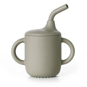 Vaso De Silicona Con Bombilla Para Beb&eacute;s Gris Verdoso