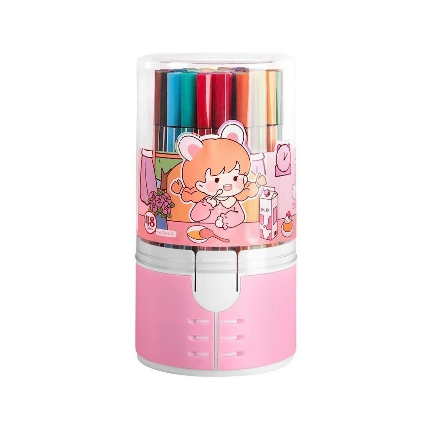 Pack 48 Lapices Boligrafos De Colores Rosado Mu&ntilde;eca Kawaii image number 0.0