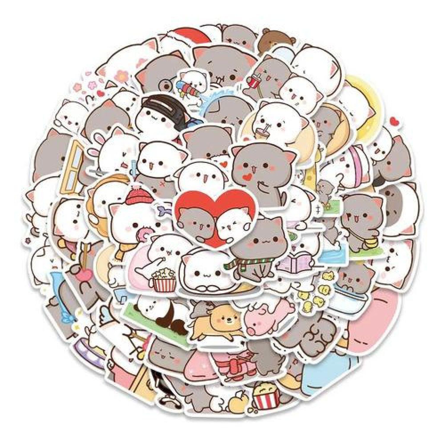 Set Stickers Calcomonias Mochi Mochi Peach Cat Gatitos Kawai image number 0.0