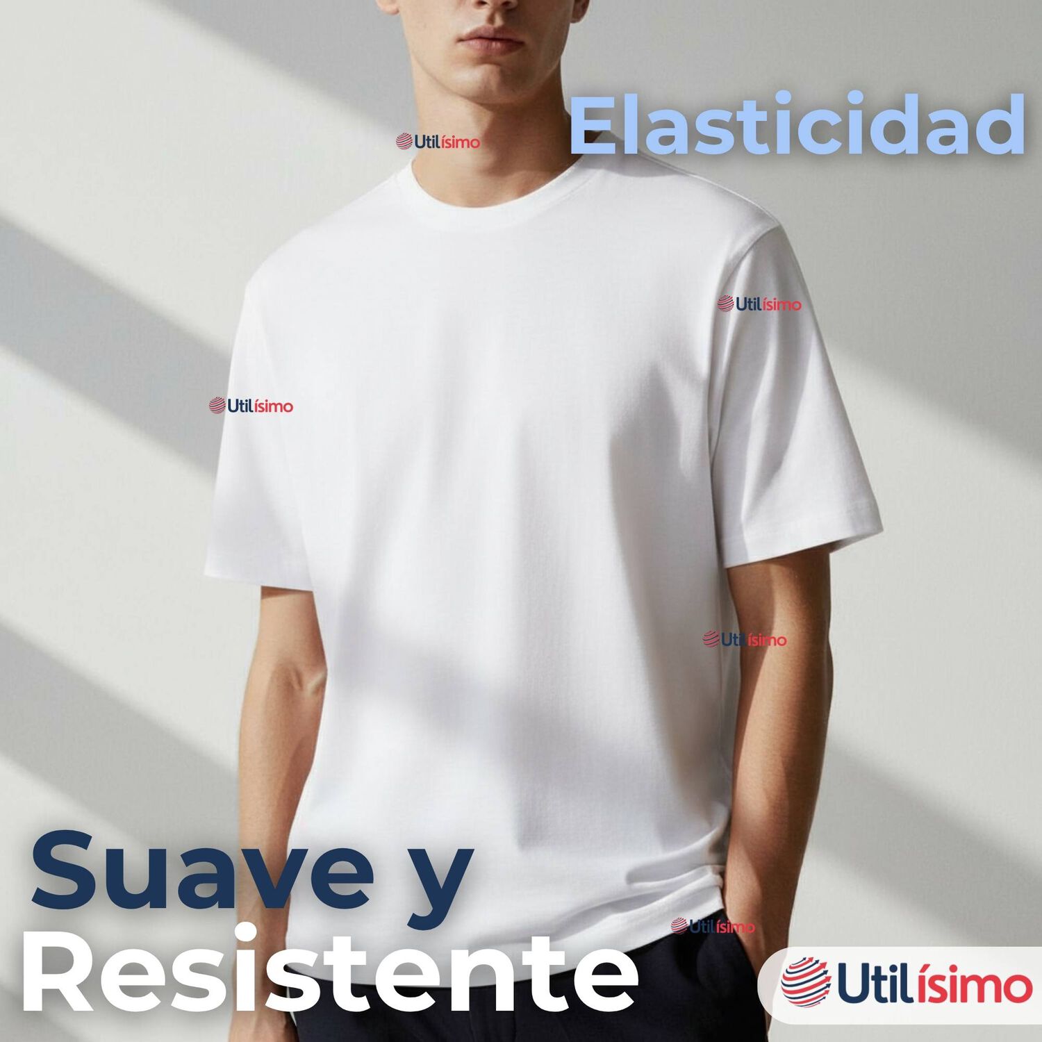 Polera Camiseta 150g Manga Corta 100% Algod&oacute;n Textura Suave Blanco Hombre image number 5.0